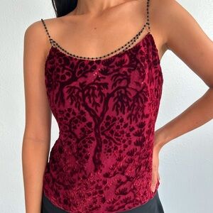 90s Vivienne Tam Velvet Burnout Beaded Top